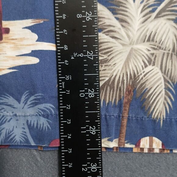 RJC Men 2XL Navy Hawaiian V Neck Button Up Short Sleeve Shirt Surfboard Resort - Picture 7 of 8
